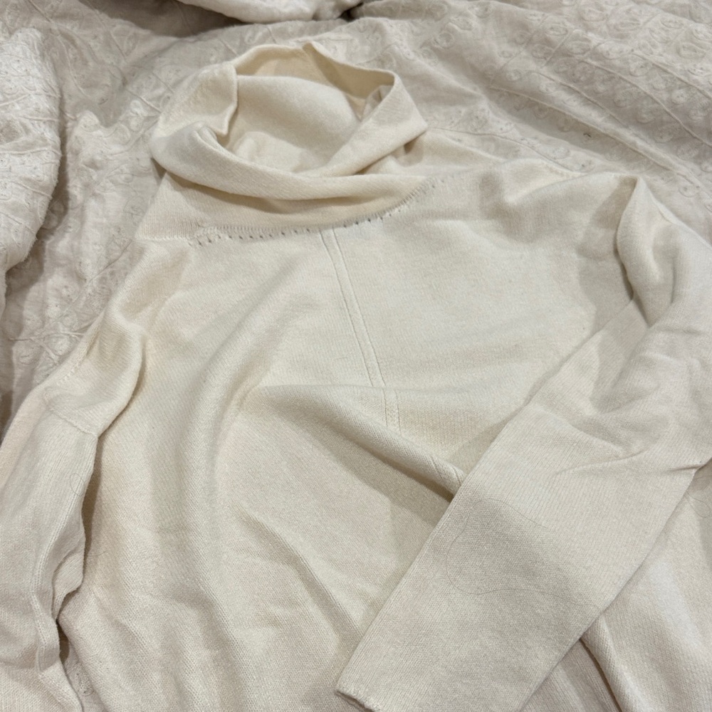 Elegant Cream Crowlneck/hood Sweater